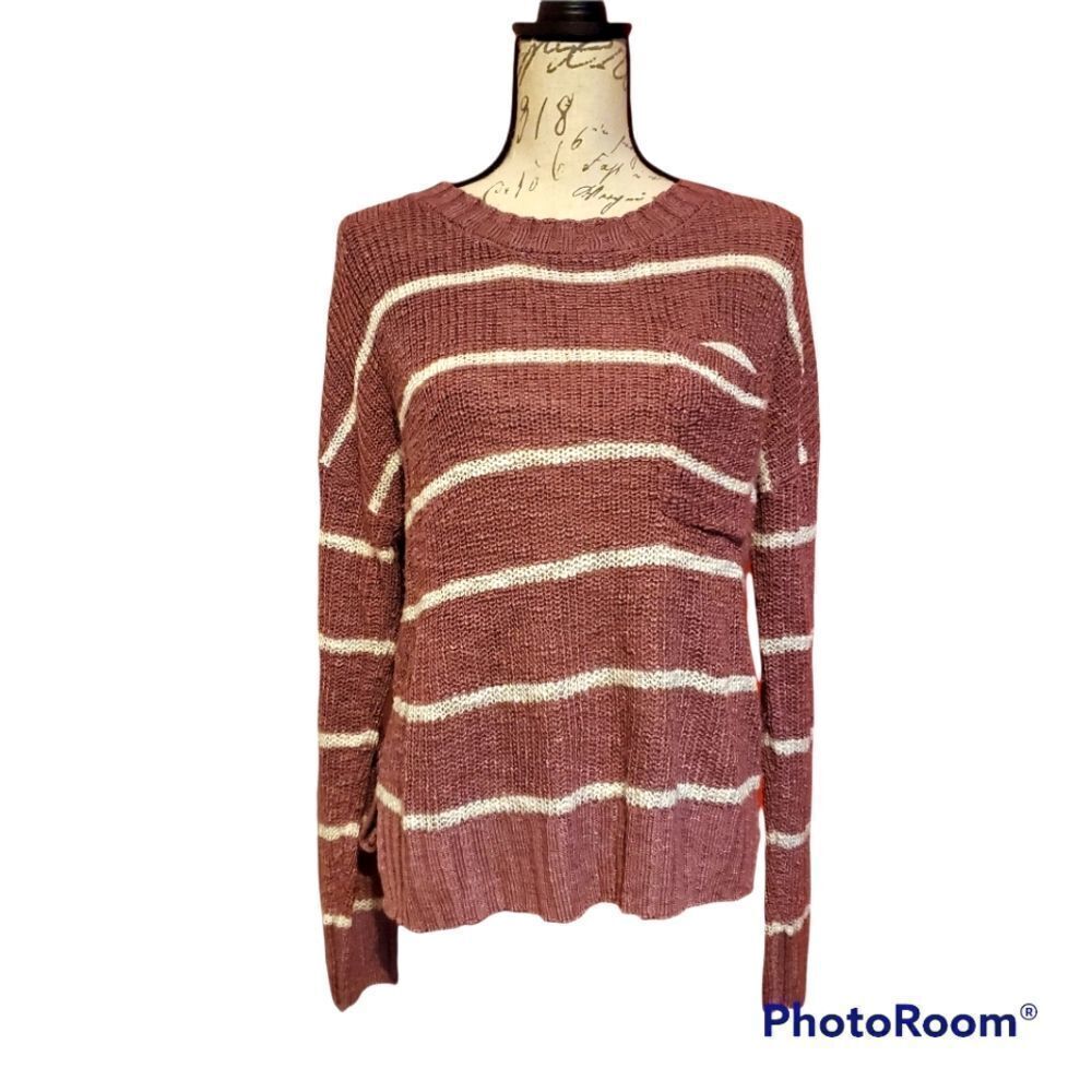 PINK ROSE Striped Knit Sweater-Ladies Size Large